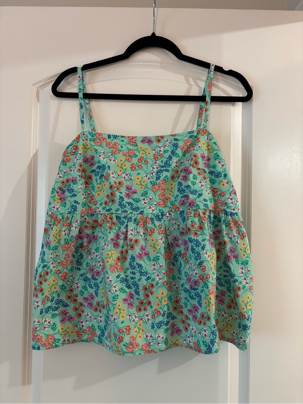 J. Crew Mint Green Floral Spaghetti Strap Camisole